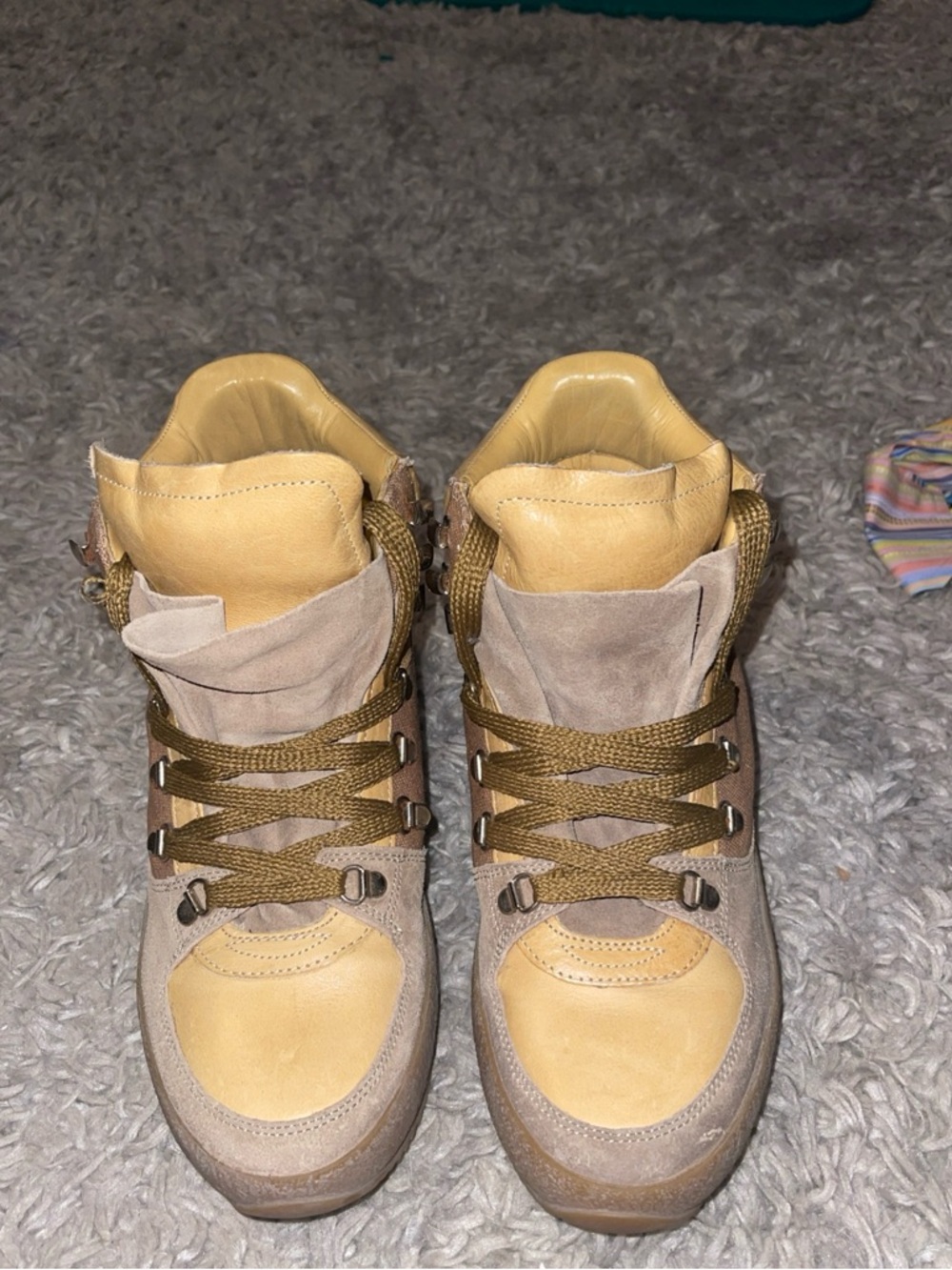 Isabel Marant Sherpa Beige Boots Hiking Winter Brendta Suede Lug Sole Sz 10/41